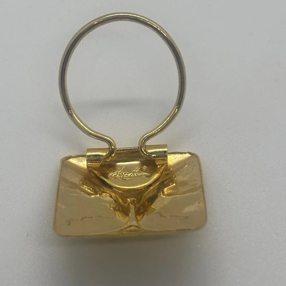Vintage Kathie Lee Scarf Clip Gold Tone Hammered Square Geometric Accessory